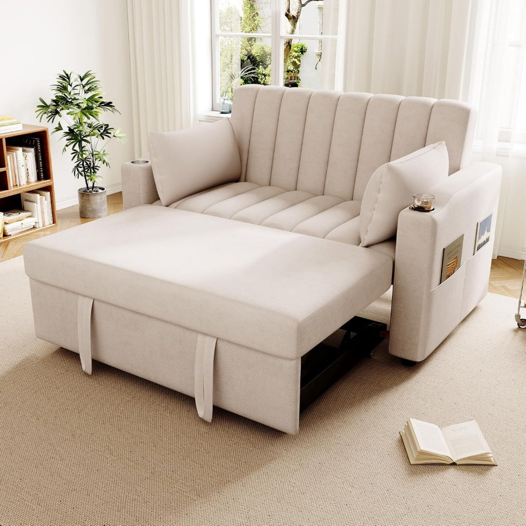 Polstersofa mit Tueren verstellbar beige