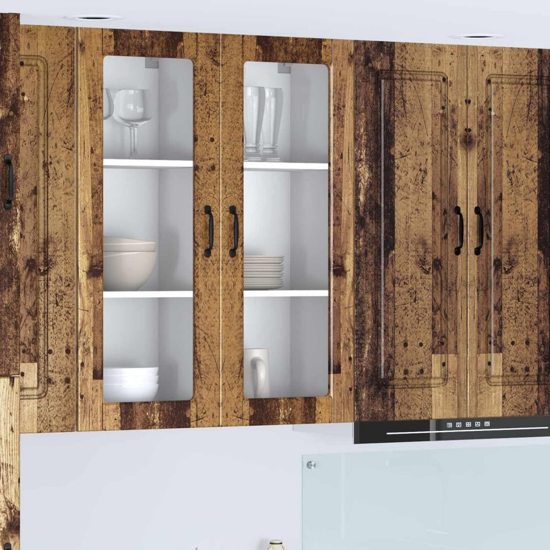 Stauraumschrank Kuchenschrank Regal, Altholz Holzwerkstoff, Moderner natur