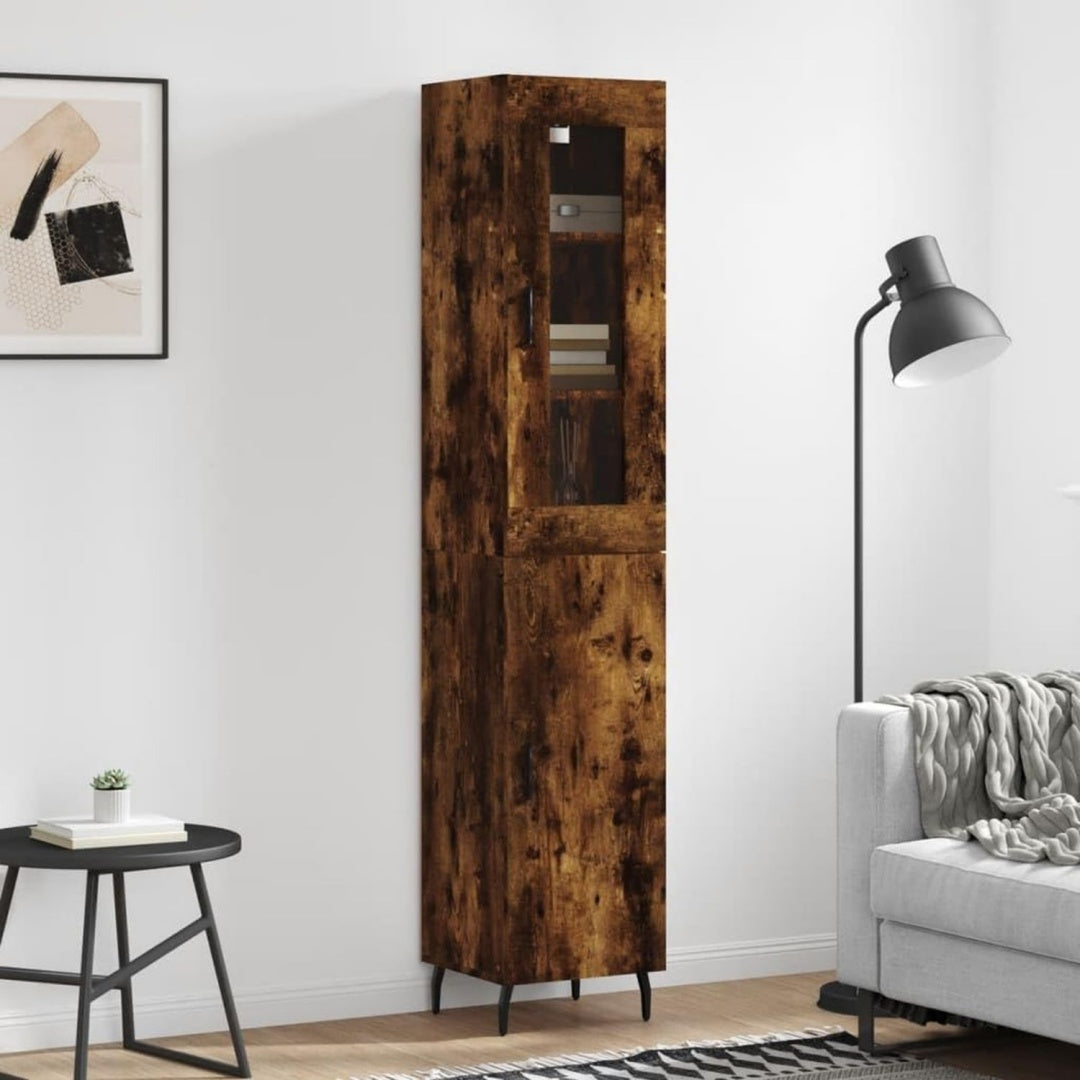 Stauraumschrank natur mit Tueren mit Metallgestell