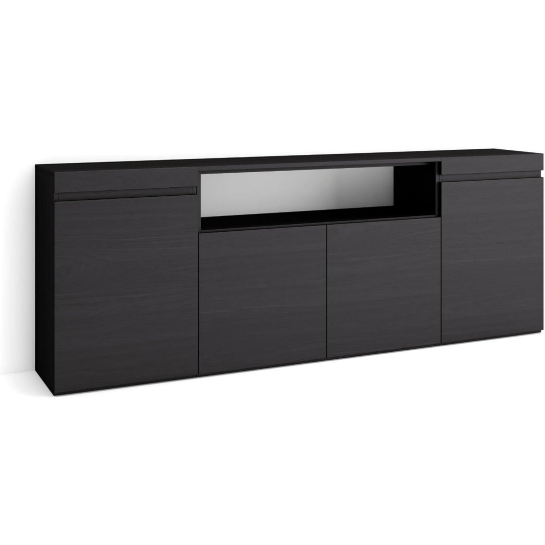 Schubladenschrank mit Tueren schwarz