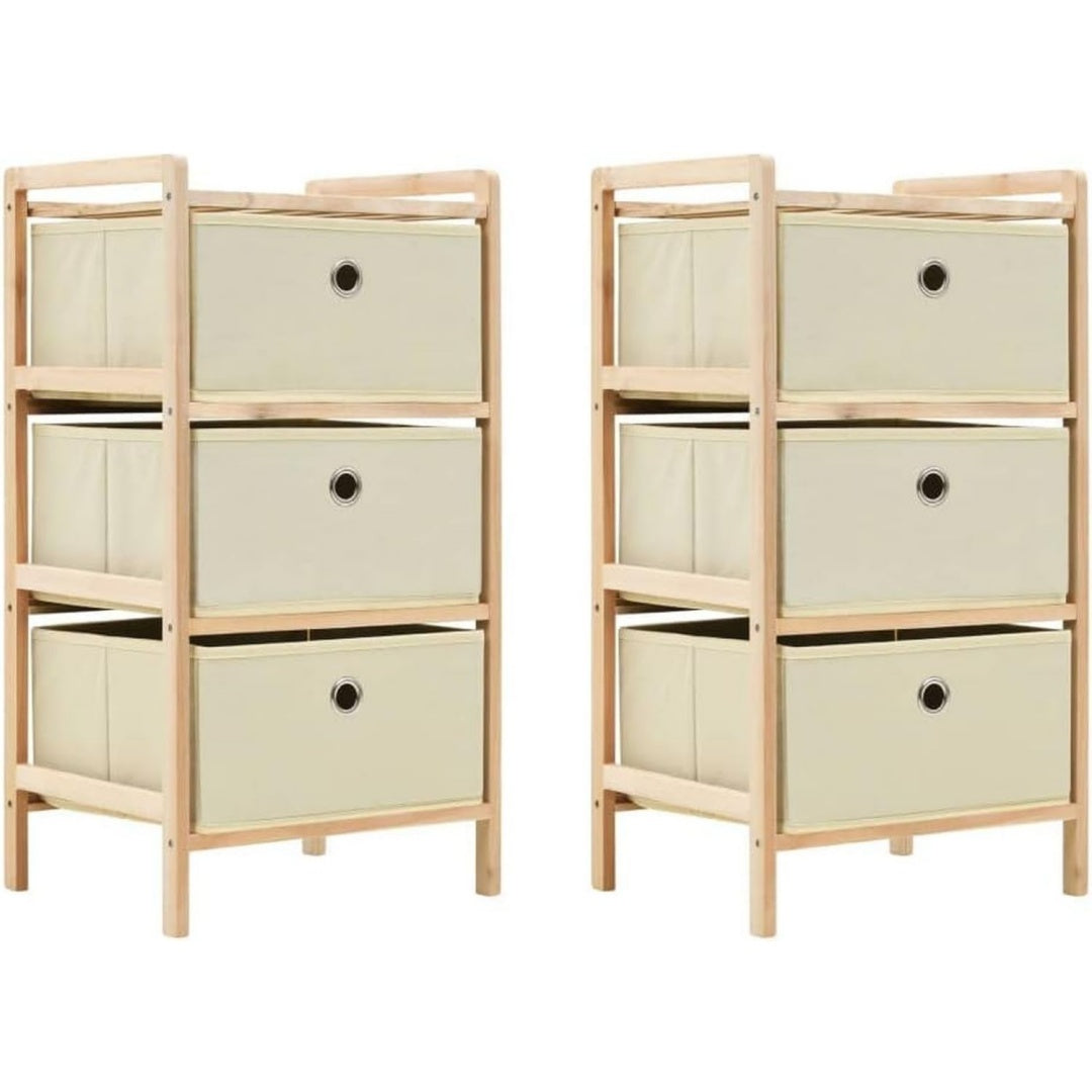 Aufbewahrungskommode beige mit Stauraum mit Stoffbezug