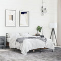 Bett fuer Schlafzimmer mit Kopfteil mit Metallgestell braun