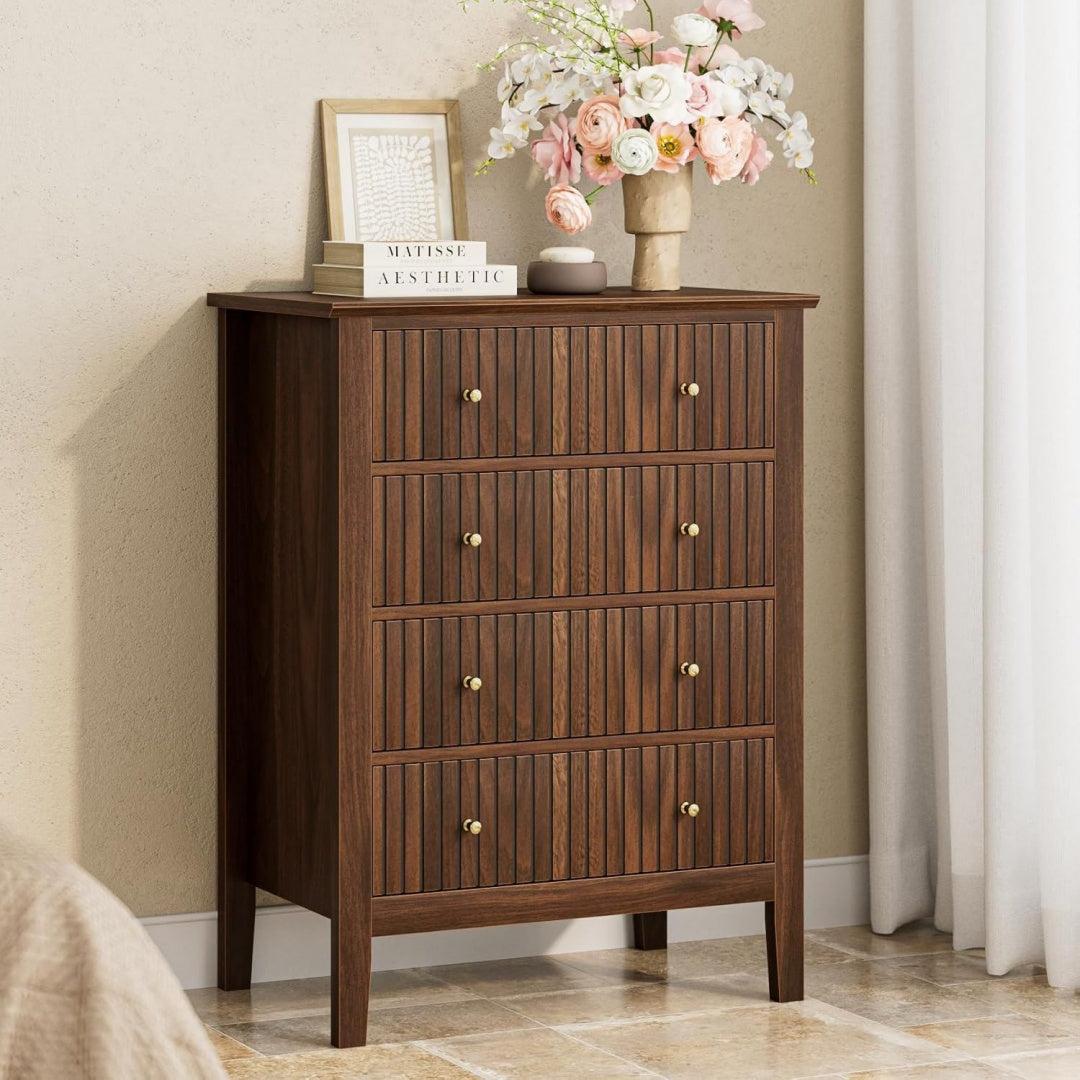 Schubladenschrank mit Schubladen mit Stauraum nussbaum