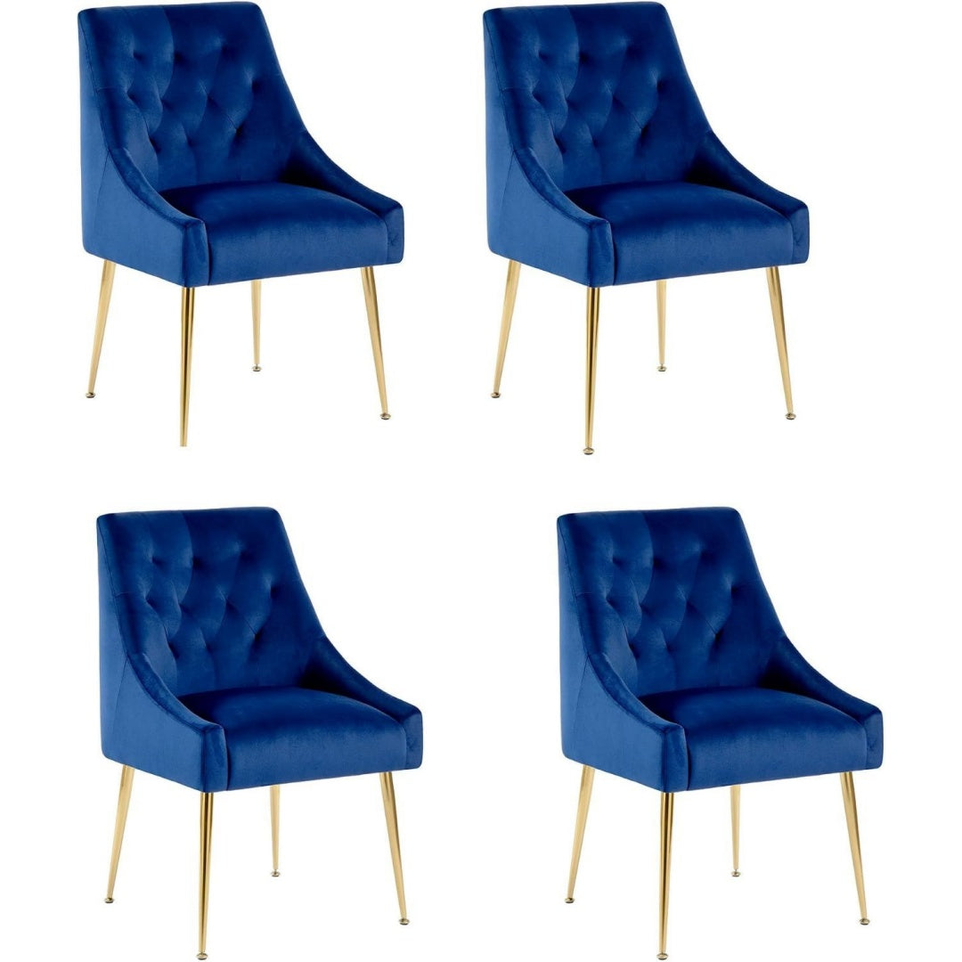 Sitzmoebel mit Metallgestell mit Samtbezug blau
